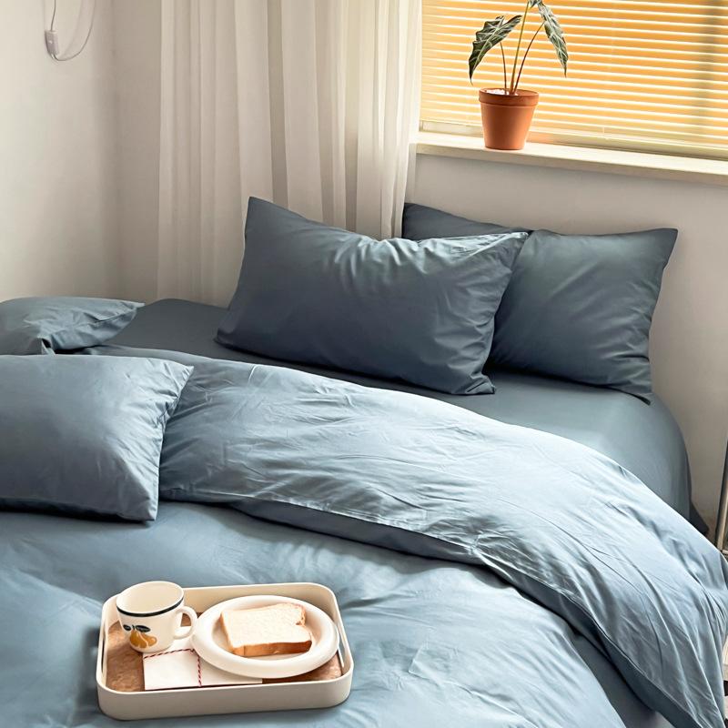 Pure Cotton Quilt Cover, Color Matching Four-piece Set, Pure Cotton, Pure Autumn and Winter Simple Single Product, Bedding, Duvet Cover