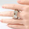 Vintage Inlaid Red CZ Women's Ring Ancient Two Color Hand Carving Daily Wear Party Jewelry Anniversary Gift