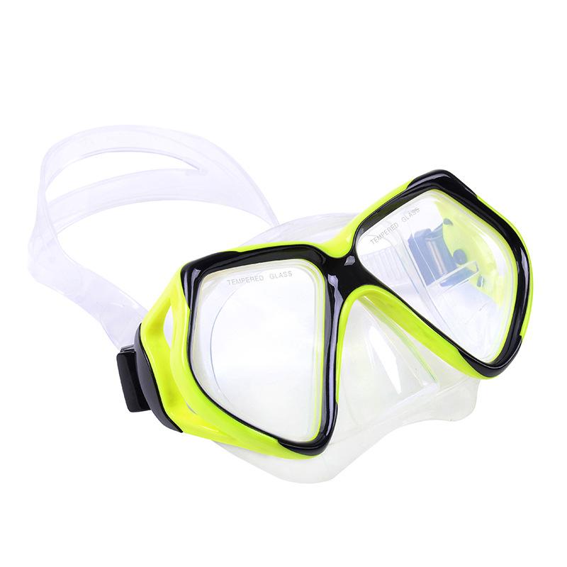Large frame, liquid silicone diving goggles 4mm thick tempered glass