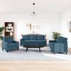 3-teiliges Sofaset mit Kissen Blaues Samt