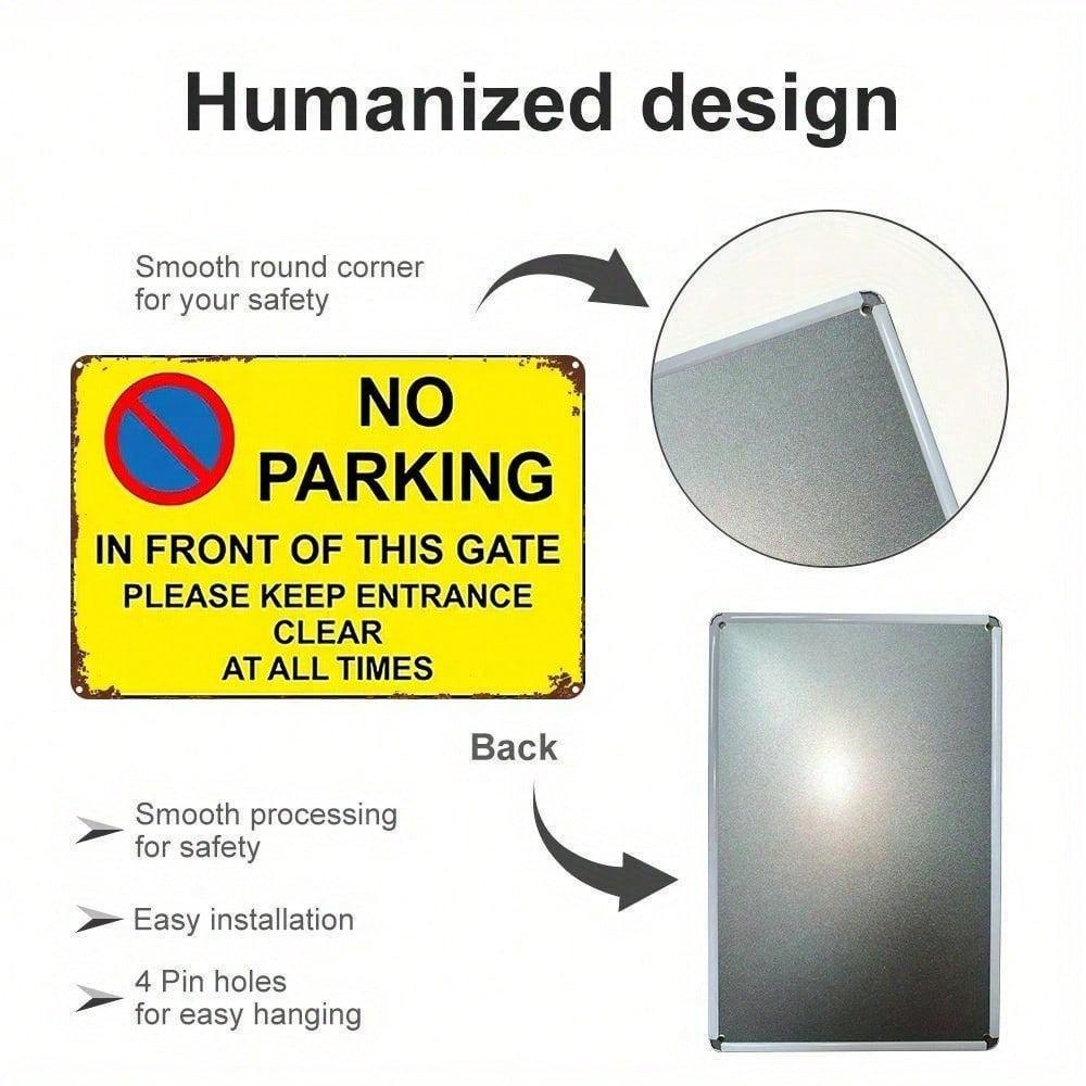 1pc No Parking Gate Sign 8x12in Metal Plaque, Durable Iron Art 2D Flat, Vintage Decor for Home Kitchen Bar Restaurant Bedroom