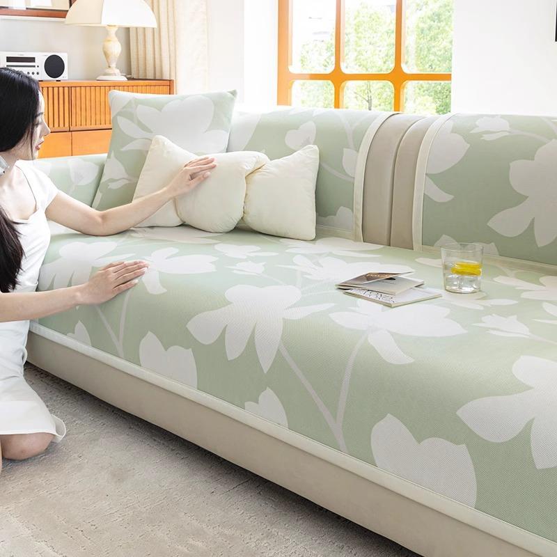 New Sofa Cushion, Summer Non-Slip And Cool Feeling Ice Silk Small Fresh Seat Cushion, Summer Mat Sofa Cover Cover Towel