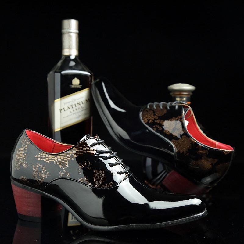 Men Formal Shoes High Heels Pointed Toe Leather Shoes Increased Shoes Business Shoes Lace Up Shoes