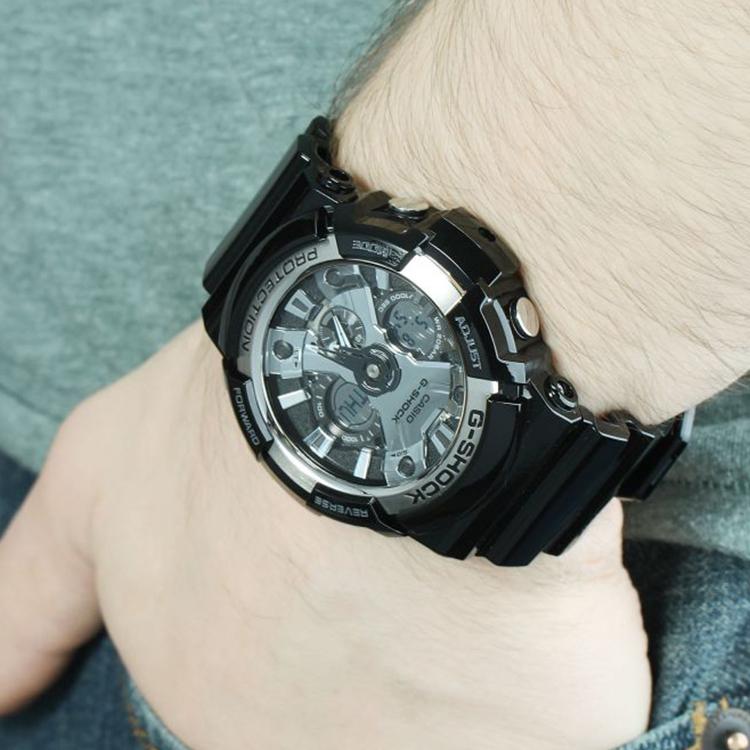 Casio Liquid Crystal/Pointer Dual Display Series Trendy Fashion Classic Men Watches Black GA-200BW-1A