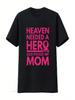 Wounisex T Shirt Mom Heaven Angel Fallen Breast Cancer Awareness Black 2X Large Vintage Washed Breathable Streetwear Versatile