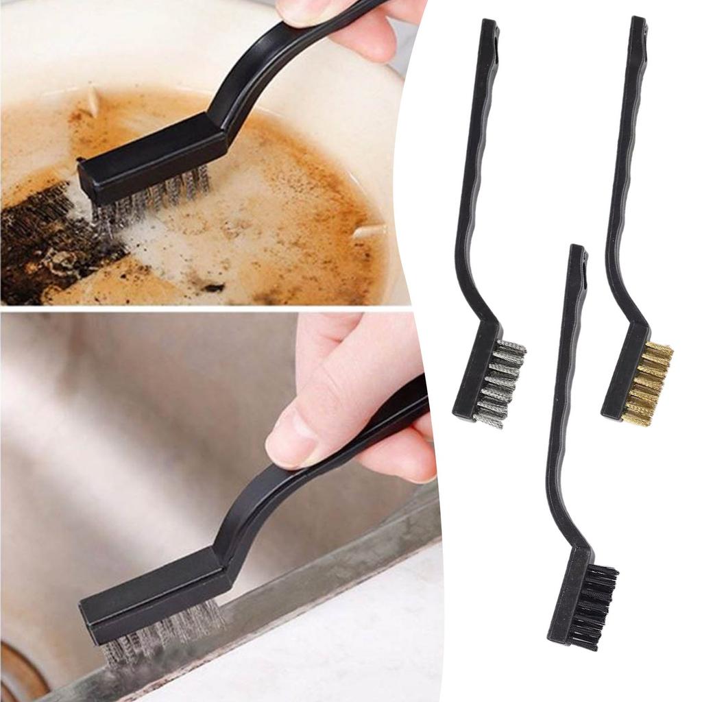 7-Inch Mini Stainless Steel Rust Brush Removal Steel Wire Cleaning Polishing Detail Metal Brush Cleaning Tool Household Kit