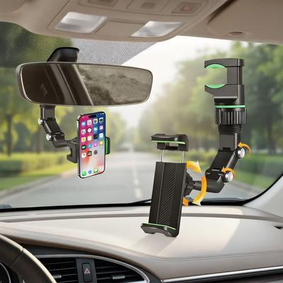 360° Rotatable Retractable Car Rearview Mirror Phone Holder Multifunctional Rear View Mirror Mount Universal For All Cars