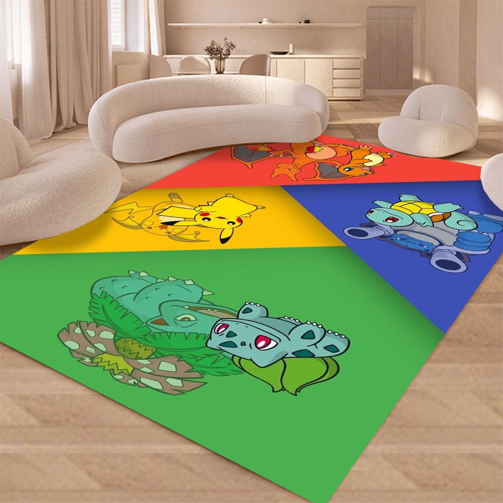 Disney Cartoon P-okemon Niedlicher P-ikachu Teppich Teppich für Schlafzimmer Wohnzimmer Zuhause Sofa Dekoration Kinder Große Bodenmatte Geschenk