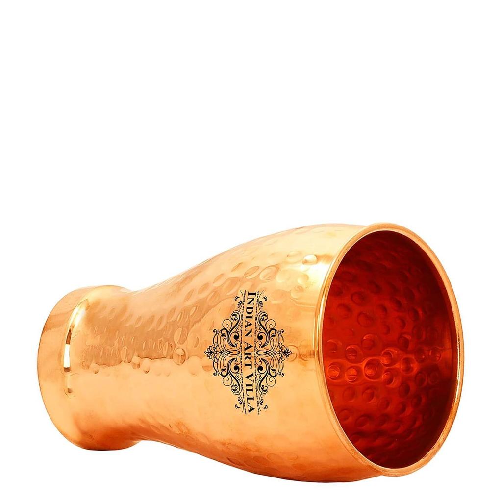 Copper Glass Tumbler, Hammered Design, Drinkware, 430 ML, Pack of 4