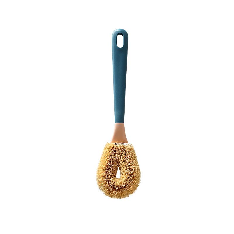 Long-handled Brown-haired Pot BrushGas Stove Cleaning BrushPot Grease Removal Coconut Palm Brush