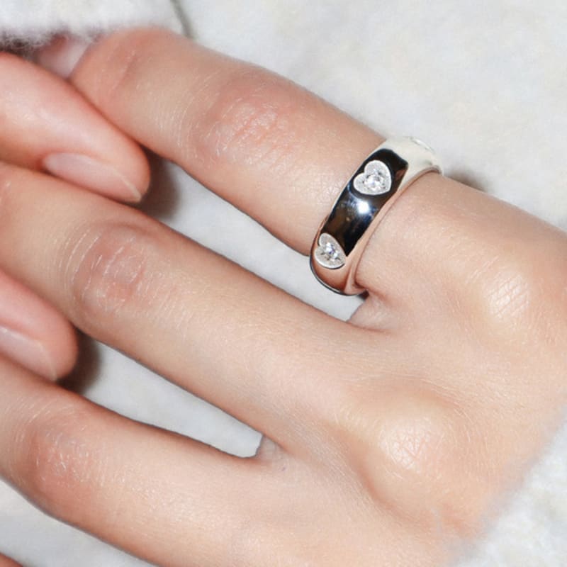 LOVEMADDER Heart of Hearts Ring - Heart Symbol Silver Ring