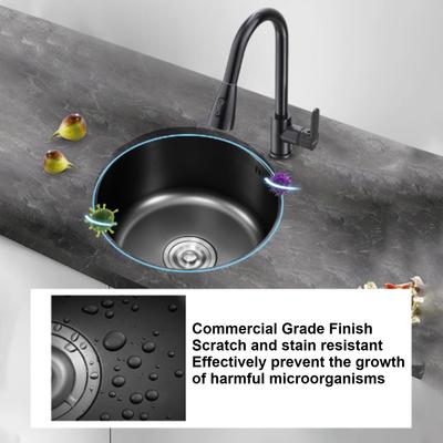 Kitchen Round Sink Mini Round Kitchen Sink Stainless Steel Bar Round Basin with Drainpipe Fitting 30cm Diameter Bar Round Sink