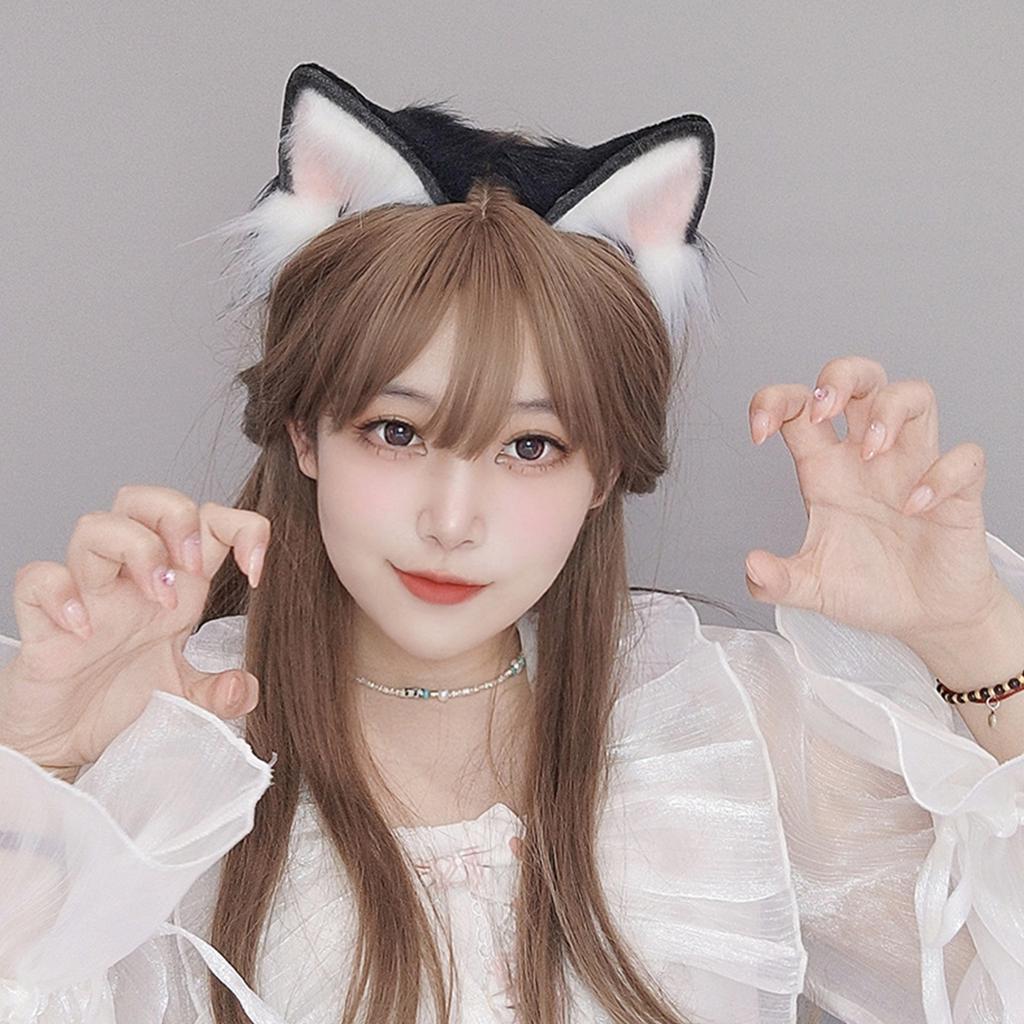 Furry Wolf Ear Headwear Cute Foxes Ears Headband Plush Hair Accessory Soft Hair Clip Animal Cosplays Accessories