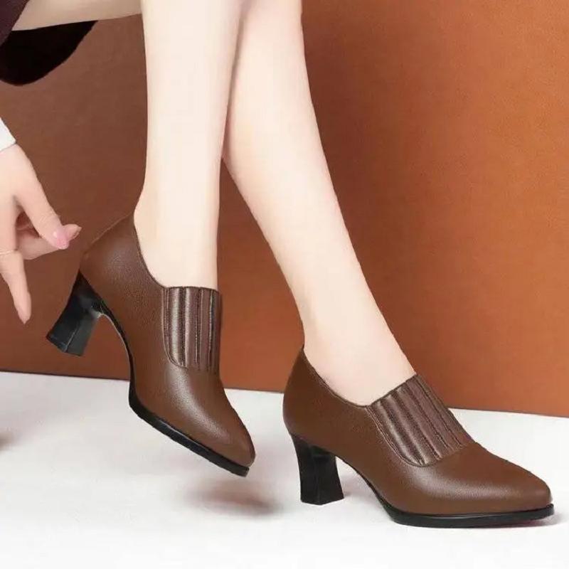 Women Cool High Quality Black Patent Leather Spring & Autumn Slip On Boots Lady Casual High Heel Ankle Boots