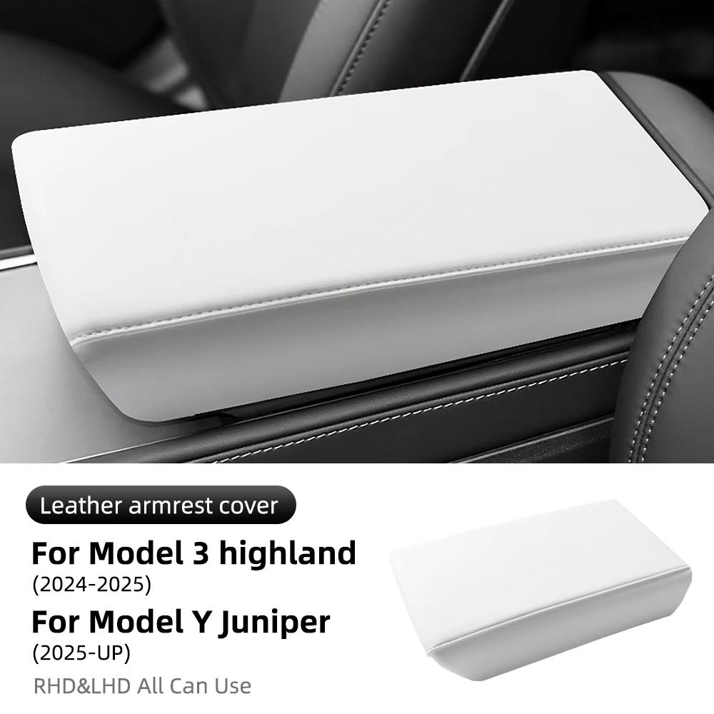Leather Armrest Box Protective ABS Cover For Tesla Model 3 Model Y 2017-2025 Highland 2025 Juniper 2025 Arm Rest Lid Accessories