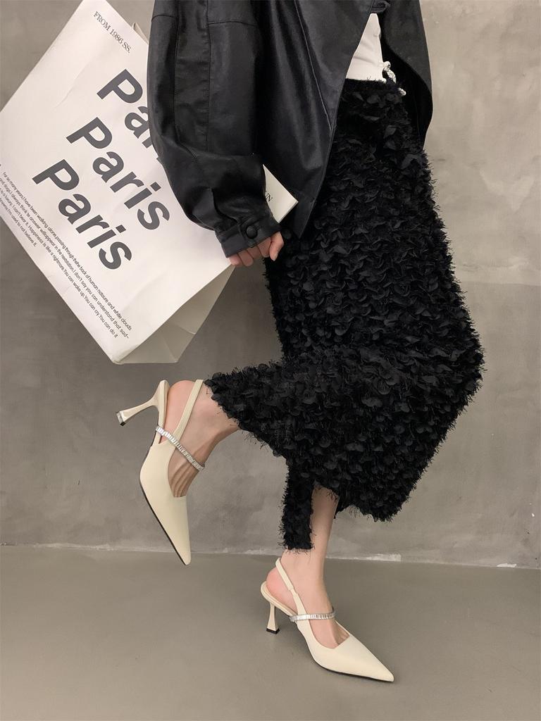 Xiaoxiangfeng sandals with skirt black high heels evening wind women's shoes 2025 spring and summer French Mary Jane shoes single shoes