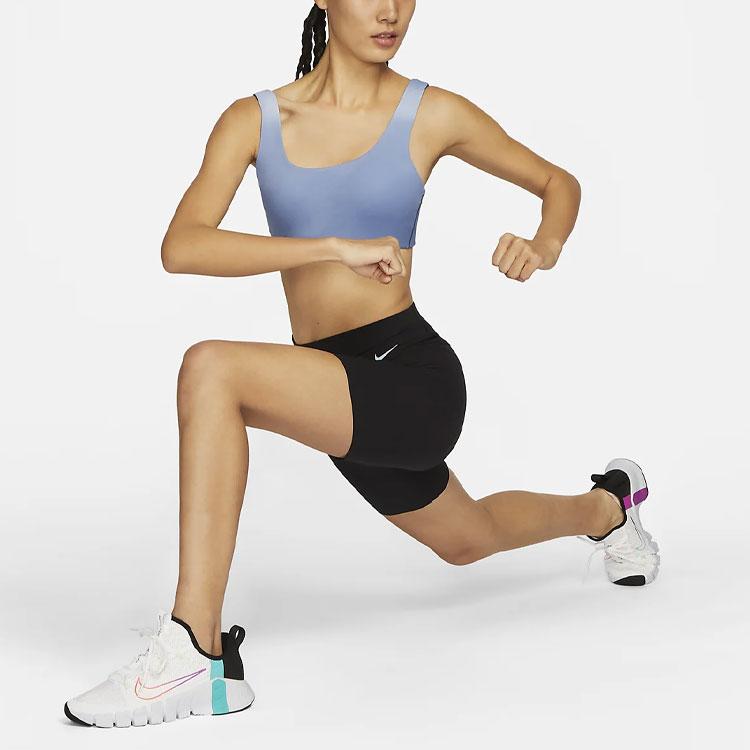 Nike Solid Color Brand Logo Shoulder Sports Bra Women Underwear Blue FD7320-491