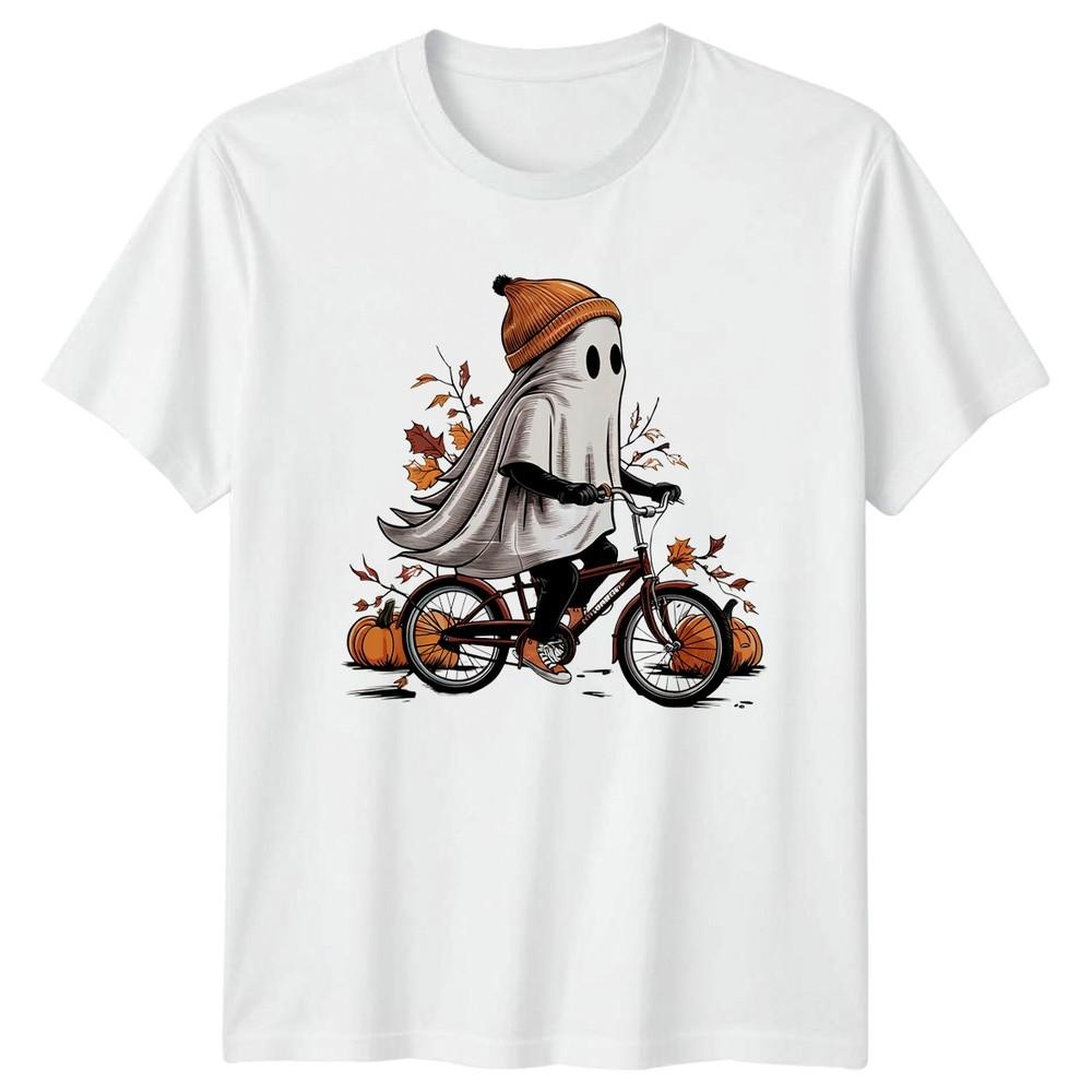 Little Ghost Cycling Halloween Tee Unisex Unisex Unisex Graphic Autumn Ride S