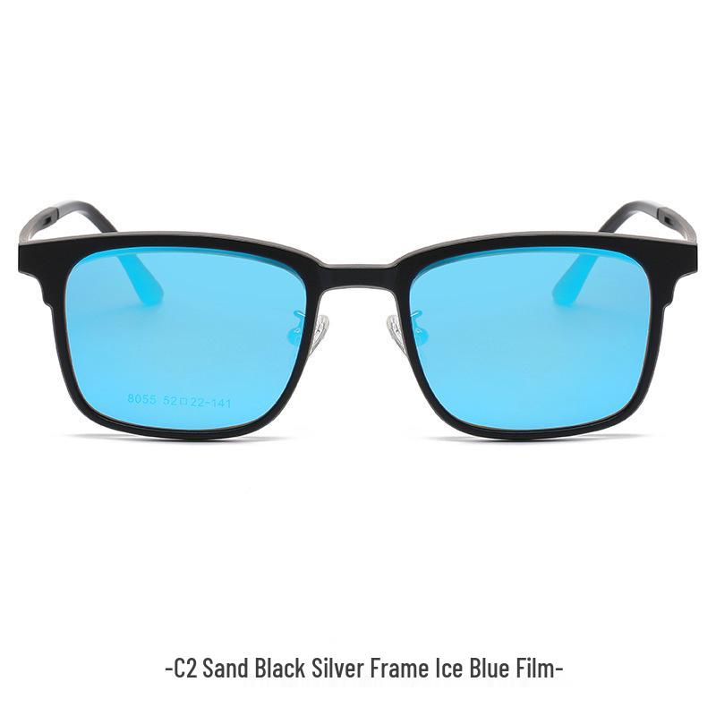 Magnetic Clip-On Sunglasses for Men - Polarized Dual-Use Myopia Half-Rim Frames for Indoor-Outdoor Driving