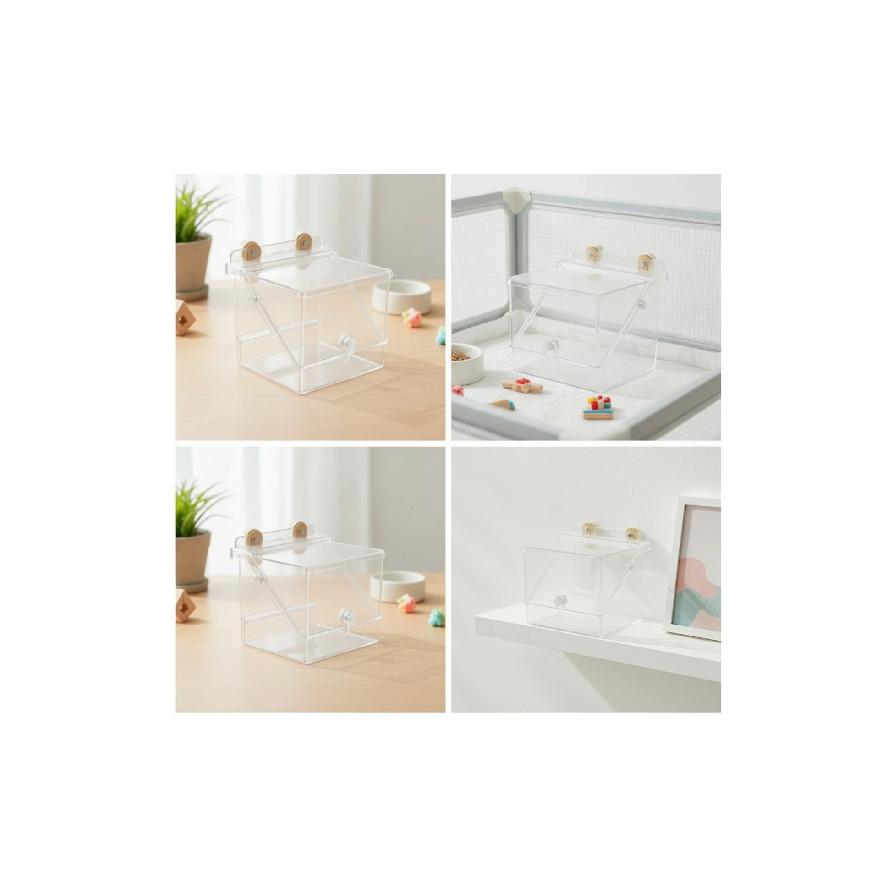 Acrylic Pet Feeder with Suction Cups Transparent Hanging Pet Basin Space-Saving Compact for Small Pets, Cages, Enclosures