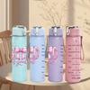 1PC God Is Good Pink Lettering Quote Art 750ml Color Plastic Sports Water Bottle Leakproof Flip Straw Lid Suitable for Sports Office Home Use