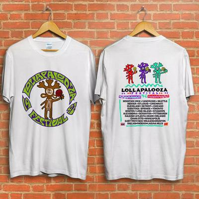 Festival Musicale Lollapalooza 1992 Maglietta a Doppia Faccia Taglia Completa S-4XL