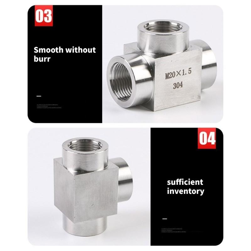 Industrial T Type Stainless Steel Tees Fitting High Pressures Corrosion Resistant for Plumbing Irrigation Daily Use