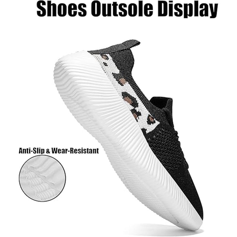 Ladies' Leopard Print Flat Casual Shoes Summer Breathable Outdoor Sneakers Anti-Slip Wear-Resistant Soft Outsole Walking Shoes