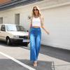 European and American Zip-up High Waist Loose Wide Leg Pants Slimming Straight Multi-pockets Women's Jeans Trousers