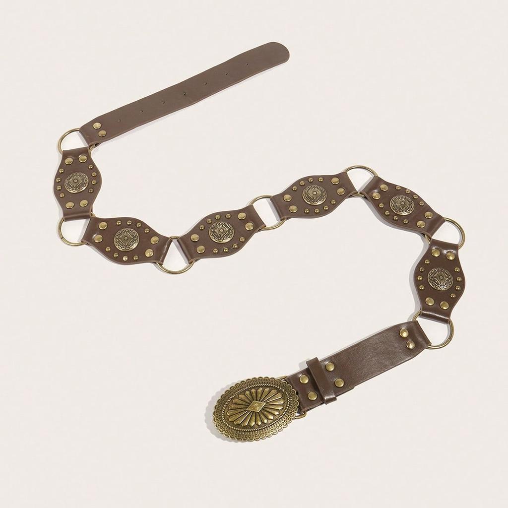 European and American Retro Street Fashion Hollow Ring Splicing Characteristic Waist Belt Versatile Bead Women's Belt
