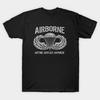 Men Black Print T-shirt Army Airborne Paratrooper No-Cut Transfer Paper Print Cotton Tshirt
