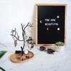 Navaris Tree-Shaped Accessory Stand/Trinket Tray - Multifunctional Bamboo Storage/Display for Watches, Earrings, and Rings - Black