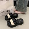 Fashion one-word drag summer casual stepping on shit feeling bread beach 2025 pregnant women new sandals wear women's cool slippers