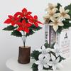 3PCS Christmas Simulation Bouquet 5 Fork Fake Flower Honeysuckle Holiday Decoration Simulation Green Plant Interior Decoration