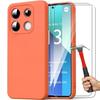 Case - E.F.Connection - for Xiaomi Redmi Note 13 4G - Liquid Silicone - Ultra Slim - Orange - with 2 Tempered Glasses