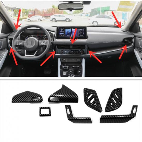 For Nissan Rogue - Dashboard Air Vent Cover Trim Carbon fiber Kit 7pc