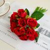 12 Head Artificial Rose Bouquet Plastic Fake Flowers Simulation Rose Flower  Birthday Decor