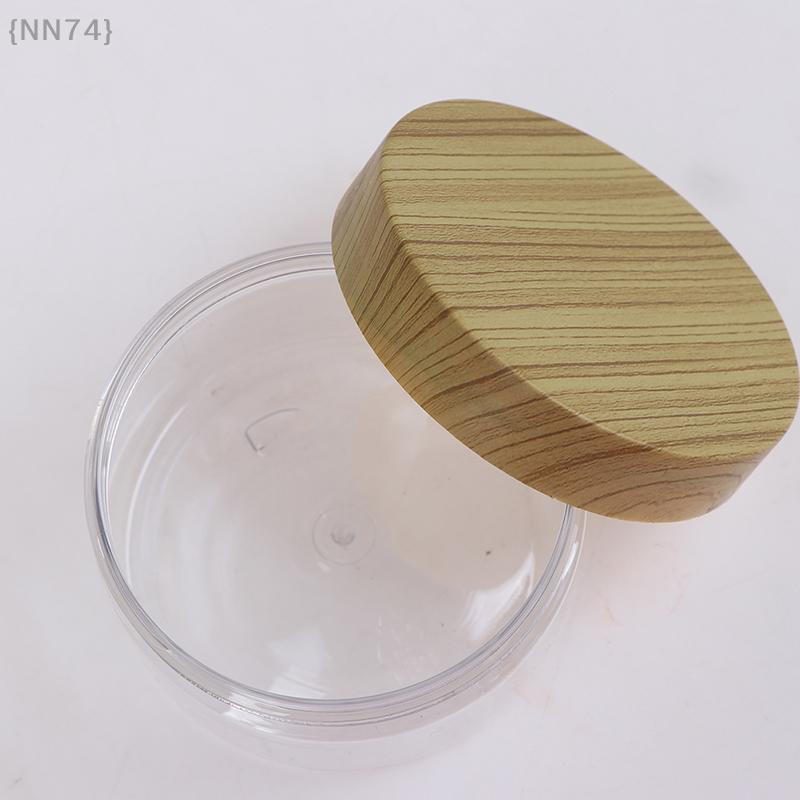 Empty Clear Jar Container With Plastic Imitation Wood Lid Plastic Storage Bottle 1 Pcs {NN74}