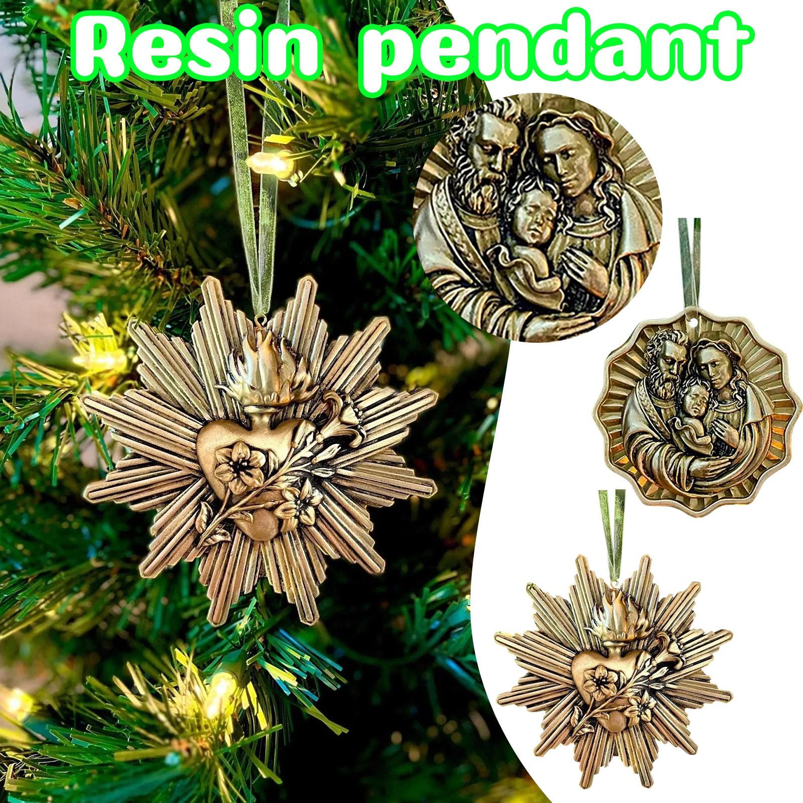 

Святое семейство католический домашний декор резьба по смоле орнамент винтажный религиозный подарок для праздников и повседневного декора One Size