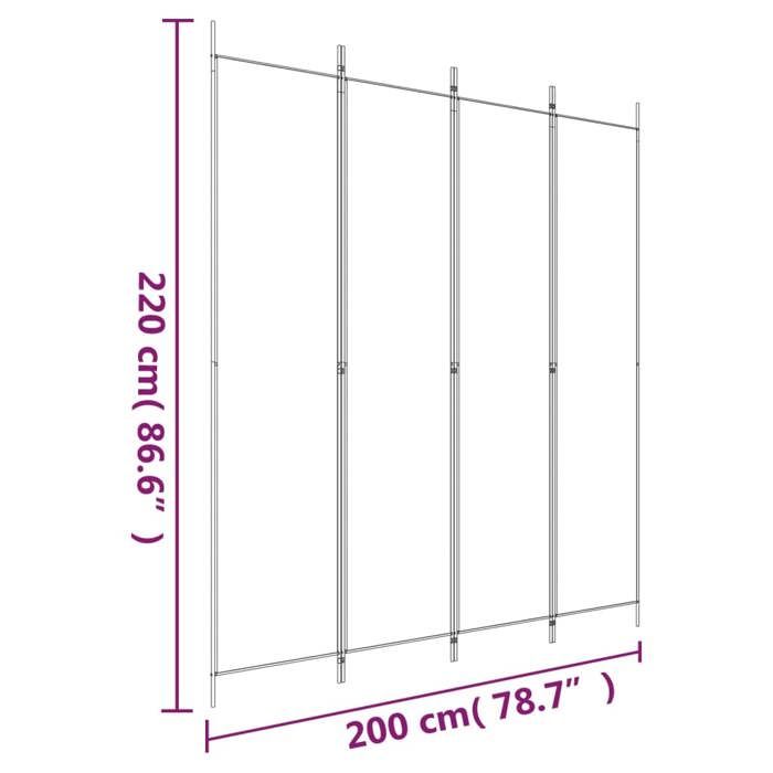 VidaXL Cloison de Séparation 4 Panneaux Séparateur de Pièce Pliable Diviseur Écran d'Intimité Paravent Décoration Salon 350200