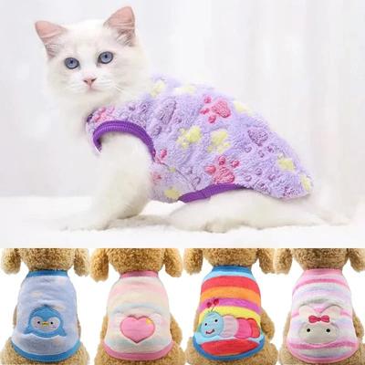Colete de Animal de Estimação Desenho Animado - Suéter Quente de Inverno para Cães Gatos Pequenos Filhote Gatinho Casaco Jaqueta e Roupa Sazonal
