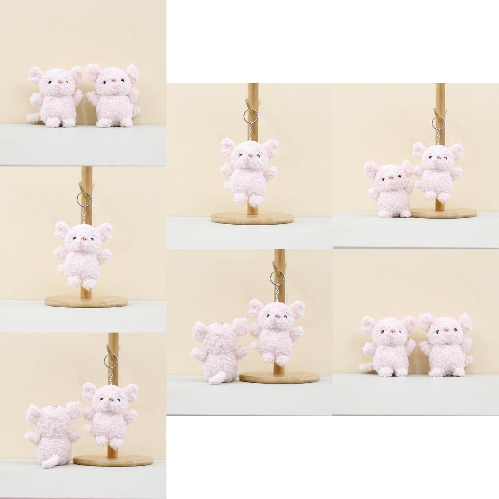 Charming Miniature Pig Plush Toy Soft Cuddly Coral Fleece Keychain Doll For Bags