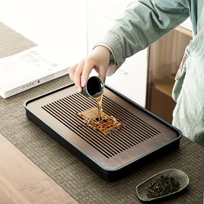 1pc Bamboo Chinese Kung Fu Tea Tray With Water Storage Small Tea Table Teaware Tray Tea Cup Drain Tray For Home Tea Room Restaurant Hotel Tea Accessor