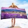 Lavender Beach Towel Purple Flower Bath Towel Bathroom Sport Bar Towel for Adult Kids Microfiber Shower Quick Dry Swimming Cover