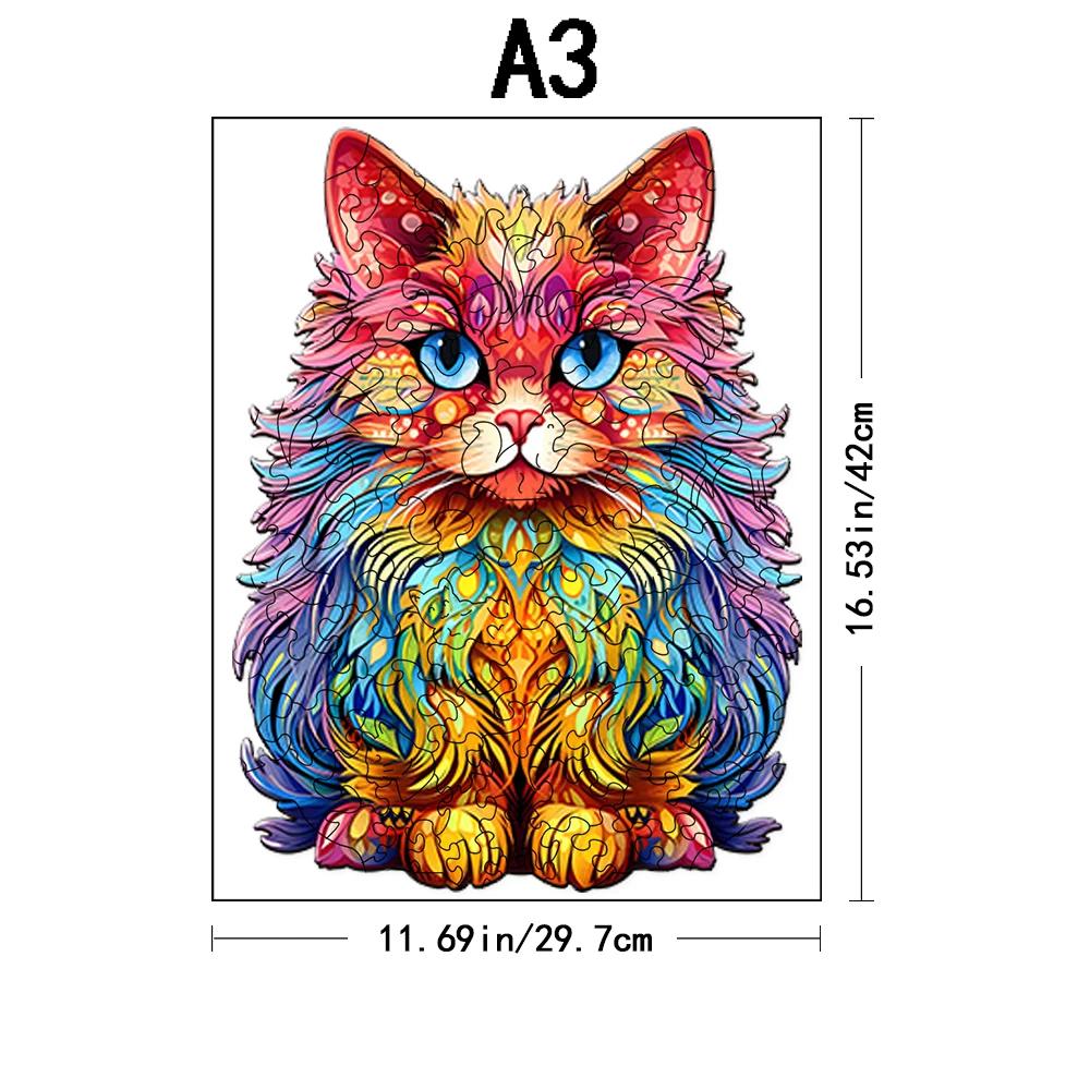 Interesting Colorful Cat - Wooden Puzzle - Challenge Your Brain - Perfect for Birthdays and Holidays - ColorfulChristmas Gifts