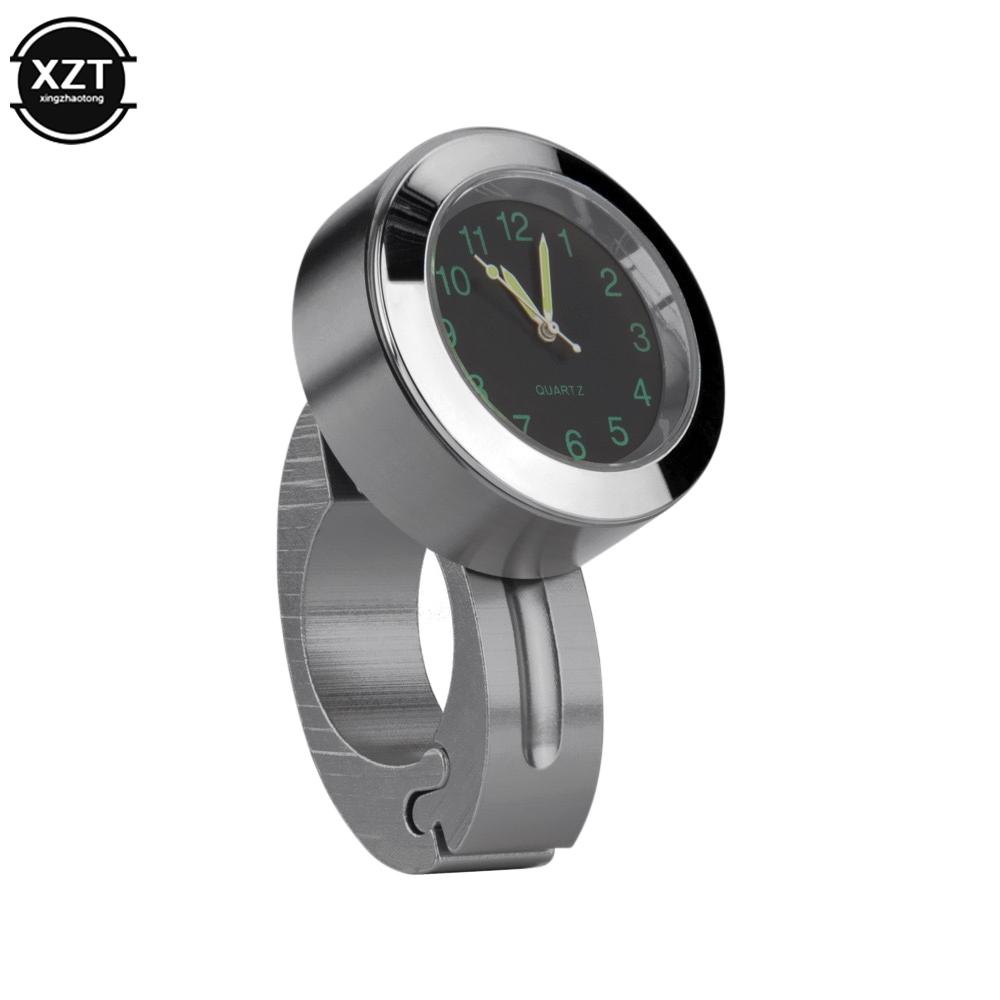 

Универсальные 7/8 водонепроницаемые хромированные крепление на руль мотоцикла кварцевые часы алюминиевые светящиеся часы мото аксессуары серебряный