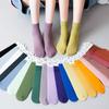 Velvet Socks for Girls, New Summer Style, Thin Ice Silk Socks, Solid Color Mid-calf Socks, Dopamine Socks