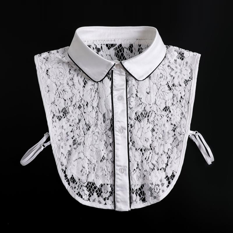 Women Embroidery Lace Detachable Lapel Fake Collar Shirt White Ruffles False Collar Woman Removable False Blouse Nep Kraagie