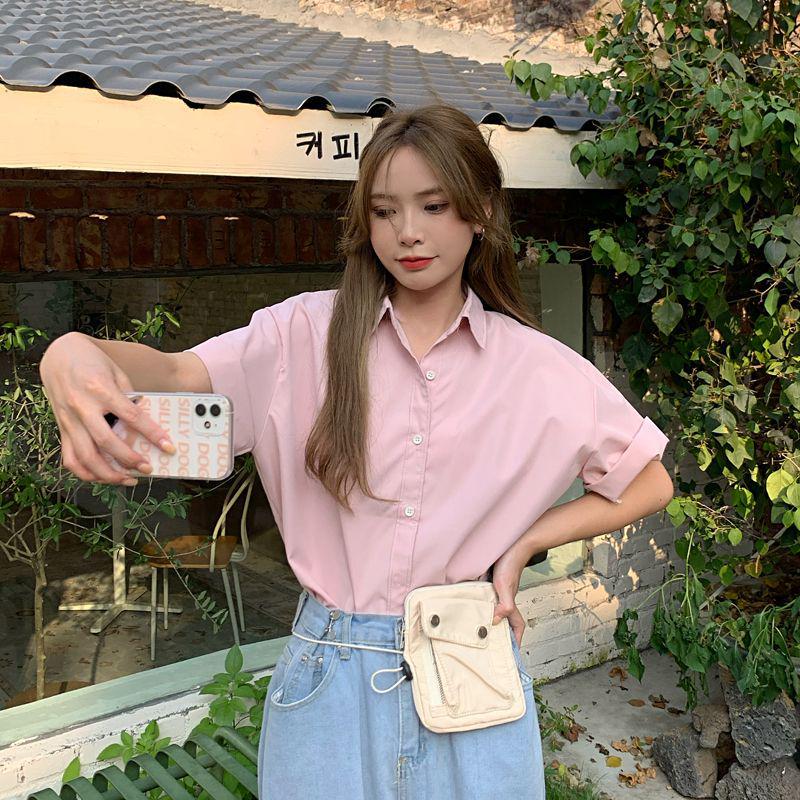 Women's Summer Short-Sleeve Retro Chic French Hong Kong Style Shirt
