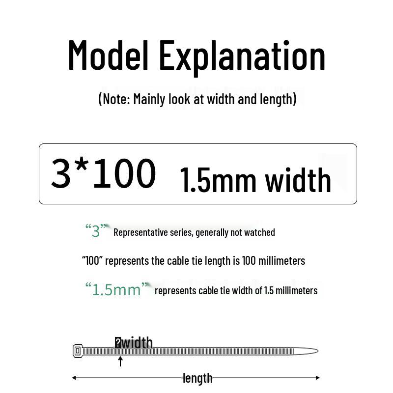 Black Self-Locking Nylon Cable Tie with Strong Anti-Theft Buckle